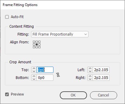 xFrameSize Frame Specified InDesign
